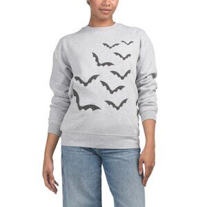 PACIFIC & CO Heather Grey Bat Patterned Crew Neck Sweater